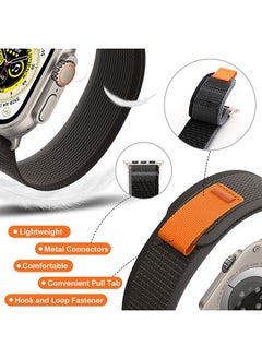 O Ozone Trail Nylon Loop Straps For Apple Watch Band Ultra 49mm 42mm 44mm 45mm Adjustable Sport Braided strap for iWatch Series 8/7/6/5/4/3/2/1/SE - Black/Grey  - Image 4