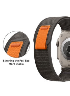 O Ozone Trail Nylon Loop Straps For Apple Watch Band Ultra 49mm 42mm 44mm 45mm Adjustable Sport Braided strap for iWatch Series 8/7/6/5/4/3/2/1/SE - Black/Grey  - Image 5
