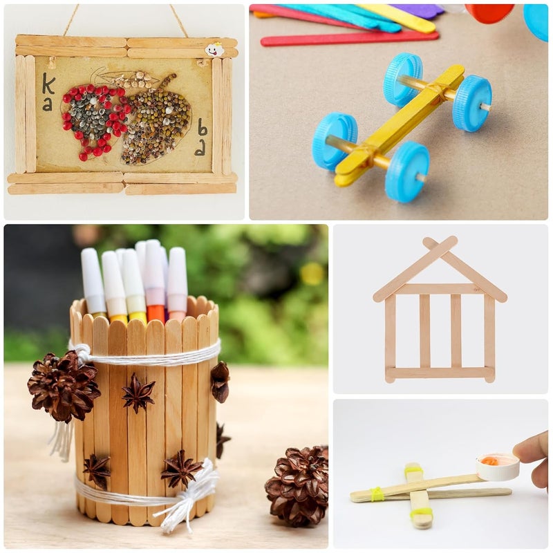 VEIDIA 2000 Pcs 45 Wooden Craft Sticks Ice Cream SticksNatural Wood Popsicle Stick for Waxing DIY Wood Crafts Hair Removal and Waxing Supplies Paint Stirrer Art Projects and Ice Pop Sticks - Image 5