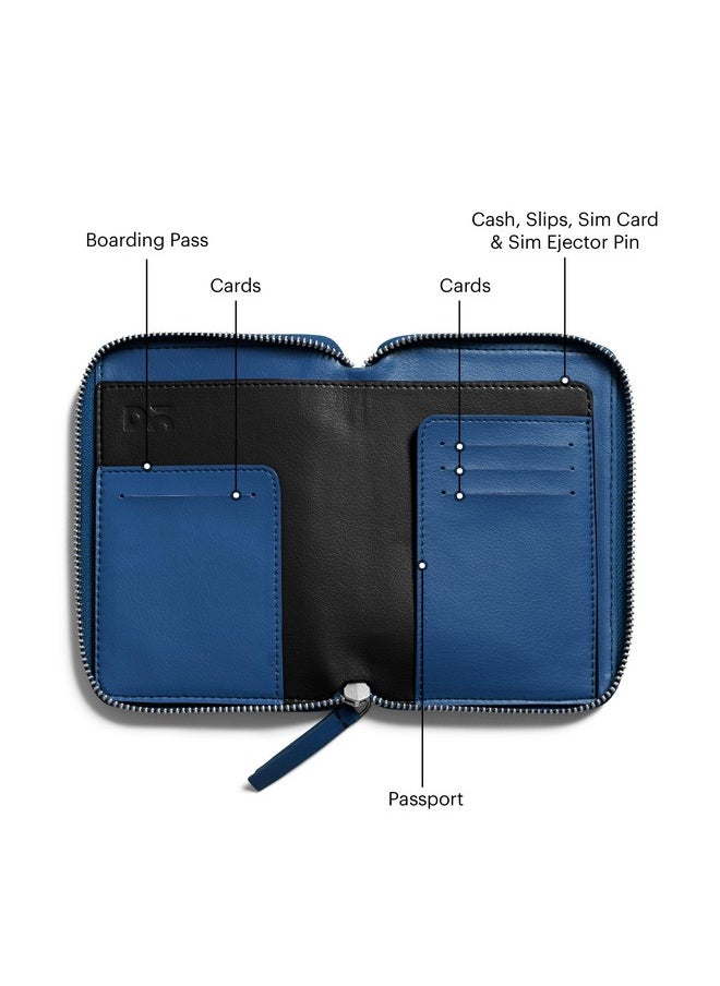DailyObjects DailyObjects Check-In Travel Passport Wallet Cover for Men and Women | Passport Cover with Zip Around Closure made of Vegan Leather | Passport Holder with Credit Debit Card Slots - Blue  - Image 2