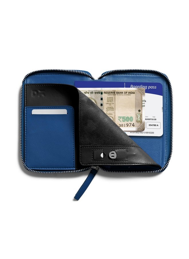 DailyObjects DailyObjects Check-In Travel Passport Wallet Cover for Men and Women | Passport Cover with Zip Around Closure made of Vegan Leather | Passport Holder with Credit Debit Card Slots - Blue  - Image 5
