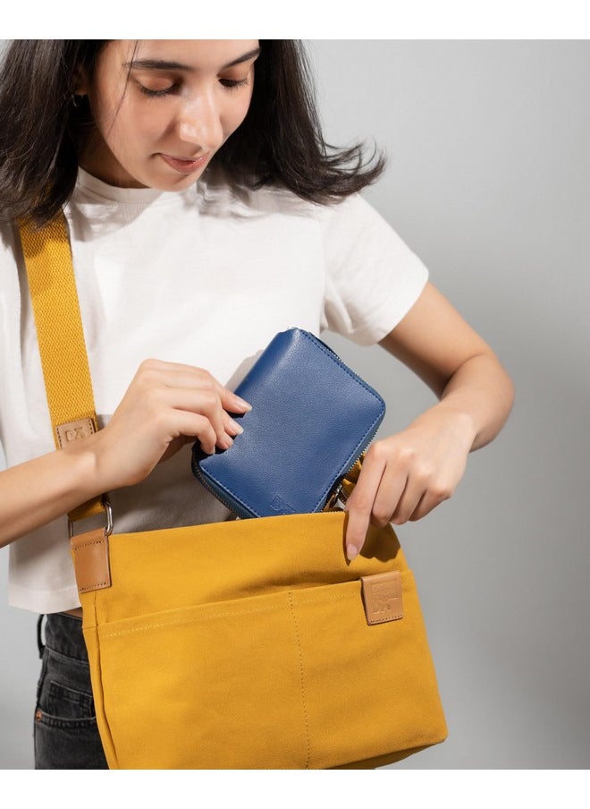 DailyObjects DailyObjects Check-In Travel Passport Wallet Cover for Men and Women | Passport Cover with Zip Around Closure made of Vegan Leather | Passport Holder with Credit Debit Card Slots - Blue  - Image 3
