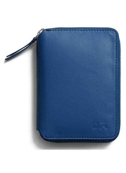 DailyObjects Check-In Travel Passport Wallet Cover for Men and Women | Passport Cover with Zip Around Closure made of Vegan Leather | Passport Holder with Credit Debit Card Slots - Blue
