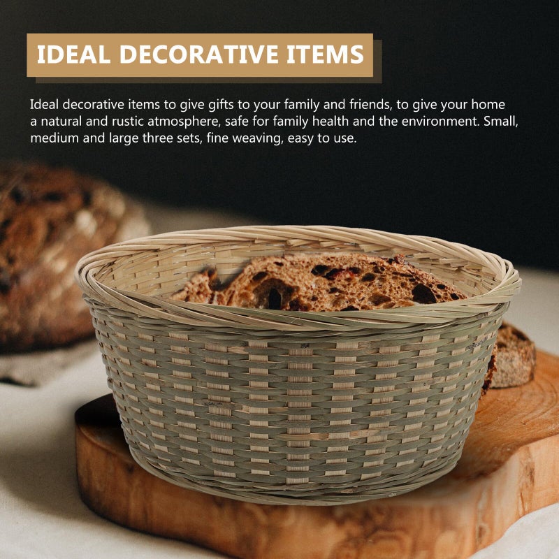 Handmade Bread Basket Set Large Medium Small Kitchen Storage Organizer - Image 5