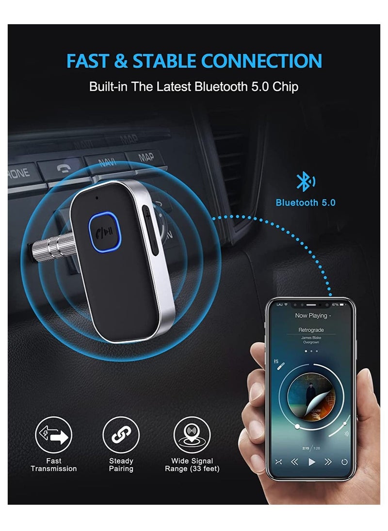 Arabest - Bluetooth 5.0 Receiver for Car Noise Cancelling Bluetooth AUX Adapted Bluetooth Music Receiver for Home Stereo Wired Headphones Hands-Free Call 16H Battery Life - Image 1