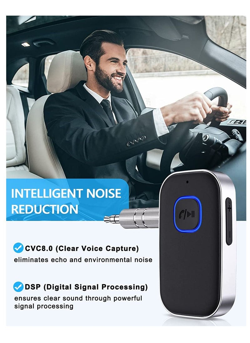 Arabest - Bluetooth 5.0 Receiver for Car Noise Cancelling Bluetooth AUX Adapted Bluetooth Music Receiver for Home Stereo Wired Headphones Hands-Free Call 16H Battery Life - Image 1