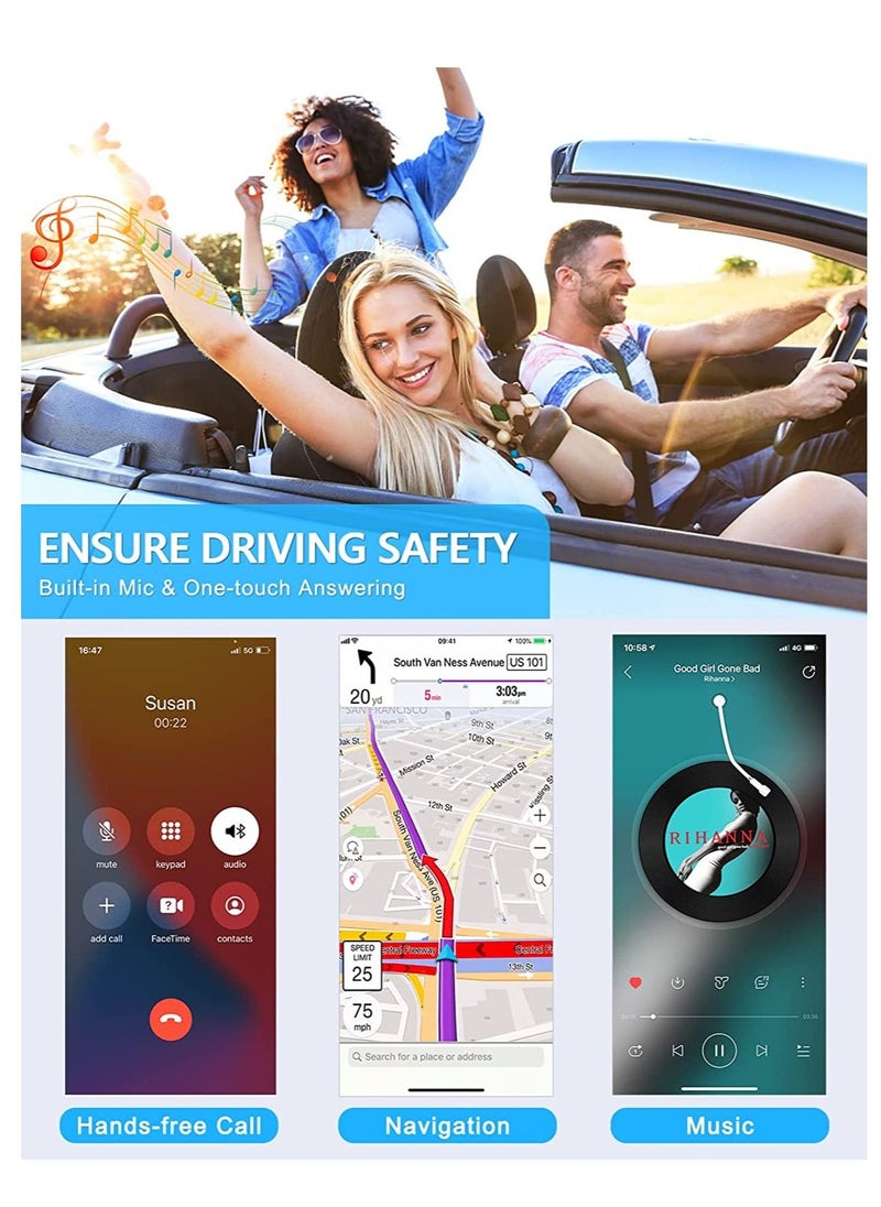Arabest - Bluetooth 5.0 Receiver for Car Noise Cancelling Bluetooth AUX Adapted Bluetooth Music Receiver for Home Stereo Wired Headphones Hands-Free Call 16H Battery Life - Image 1