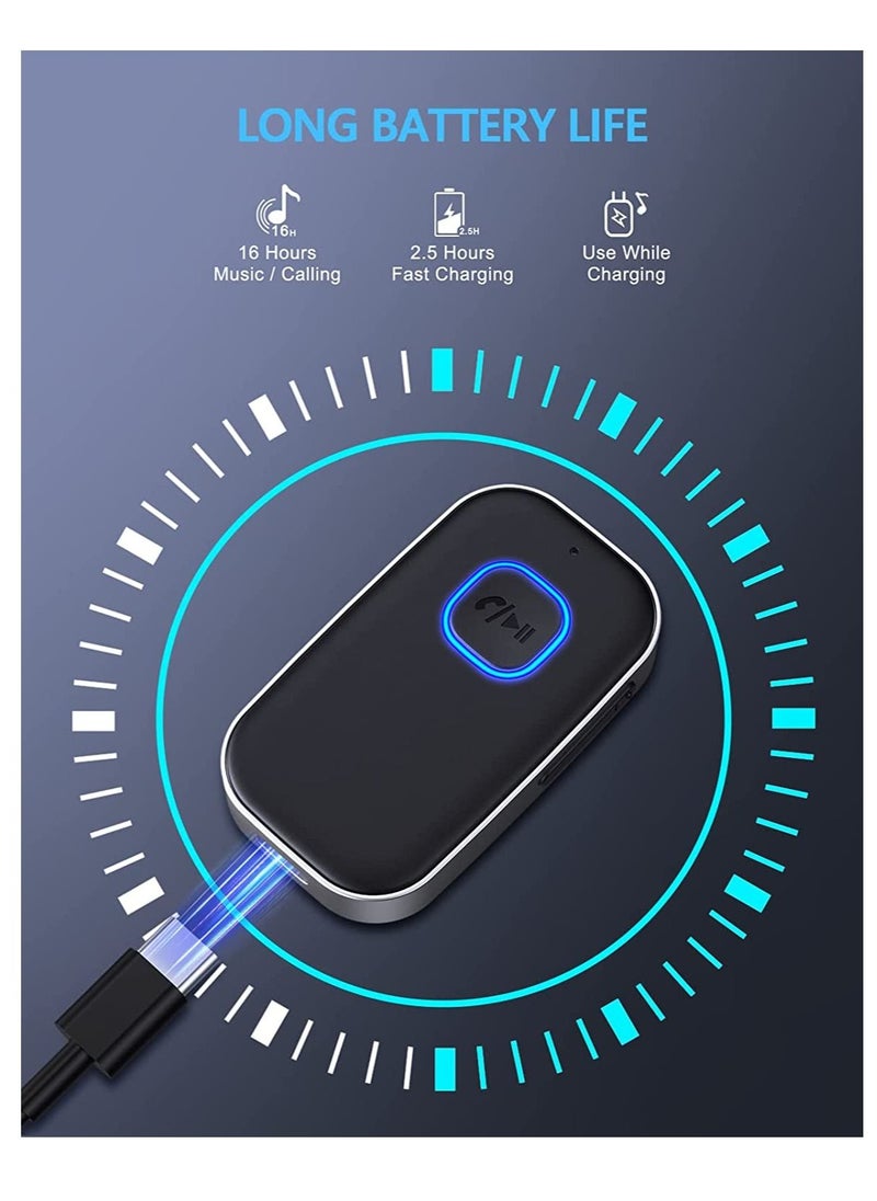 Arabest - Bluetooth 5.0 Receiver for Car Noise Cancelling Bluetooth AUX Adapted Bluetooth Music Receiver for Home Stereo Wired Headphones Hands-Free Call 16H Battery Life - Image 1