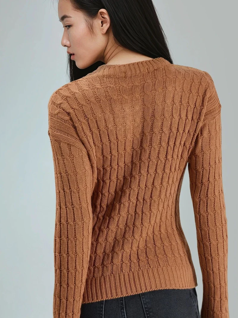 My Fashion Beaver Brown MY FASHION Boat Neck Cable Knit Sweater for Women | Best Price UAE