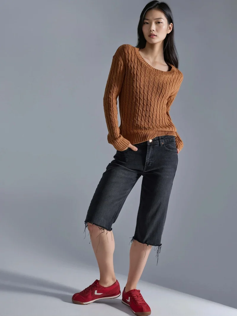 My Fashion Beaver Brown MY FASHION Boat Neck Cable Knit Sweater for Women | Best Price UAE
