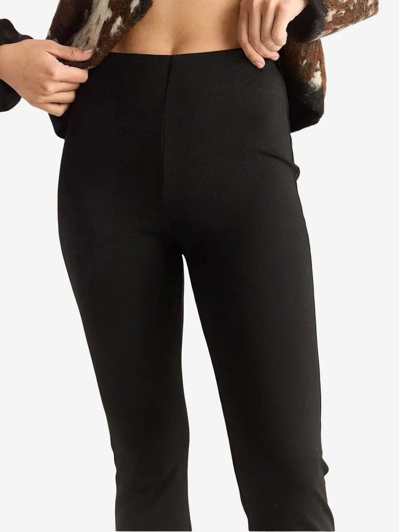 Bianco Lucci LUCCI High Waist Flare Leggings with Button Detail