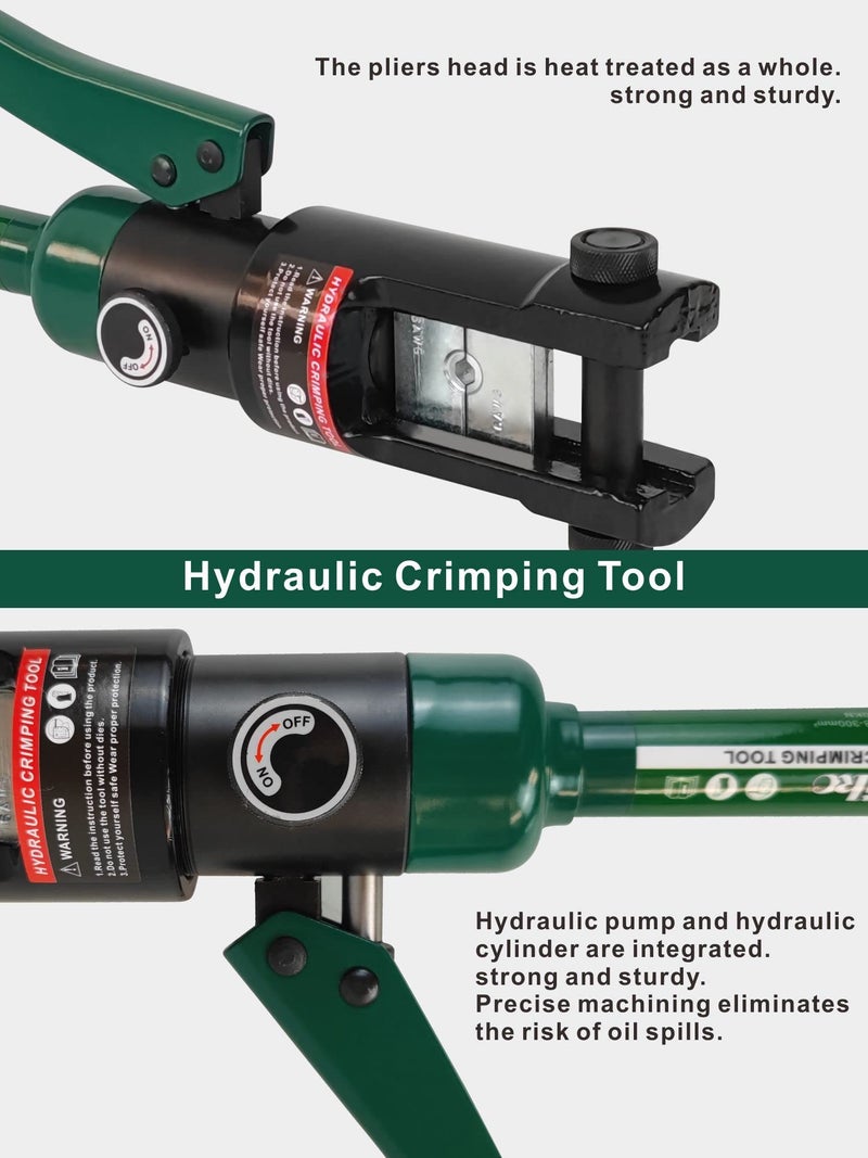 UTZIKO Industry Hydraulic Cable Lug Crimper 16 US TON 9 AWG to 600MCM Electrical Terminal Cable Wire Tool Kit with 13 Die (9awg~600mcm Crimping Tool) - Image 4
