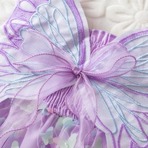Nileafes Baby Girl Fairy Tutu Princess Dress Strap Tulle Butterfly Wing Casual Dresses Size 2Y (1-2 Years, 152-Purple) - Image 5