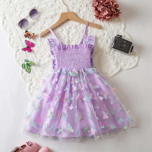 Nileafes Baby Girl Fairy Tutu Princess Dress Strap Tulle Butterfly Wing Casual Dresses Size 2Y (1-2 Years, 152-Purple) - Image 2