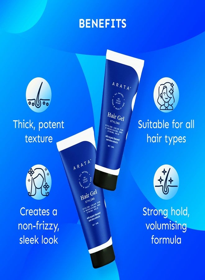 Arata Styling Hair Gel (50 ML) Pack of 2 | Enhances Curl Pattern | Tames Flyaways | Adds Strong Hold | Creates Slicked-Back Looks in Straight Hair | Adds Texture and Control to Short Hair - Image 5