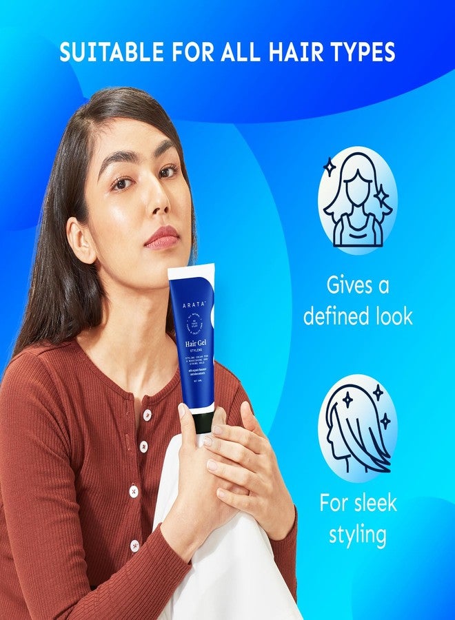 Arata Styling Hair Gel (50 ML) Pack of 2 | Enhances Curl Pattern | Tames Flyaways | Adds Strong Hold | Creates Slicked-Back Looks in Straight Hair | Adds Texture and Control to Short Hair - Image 4