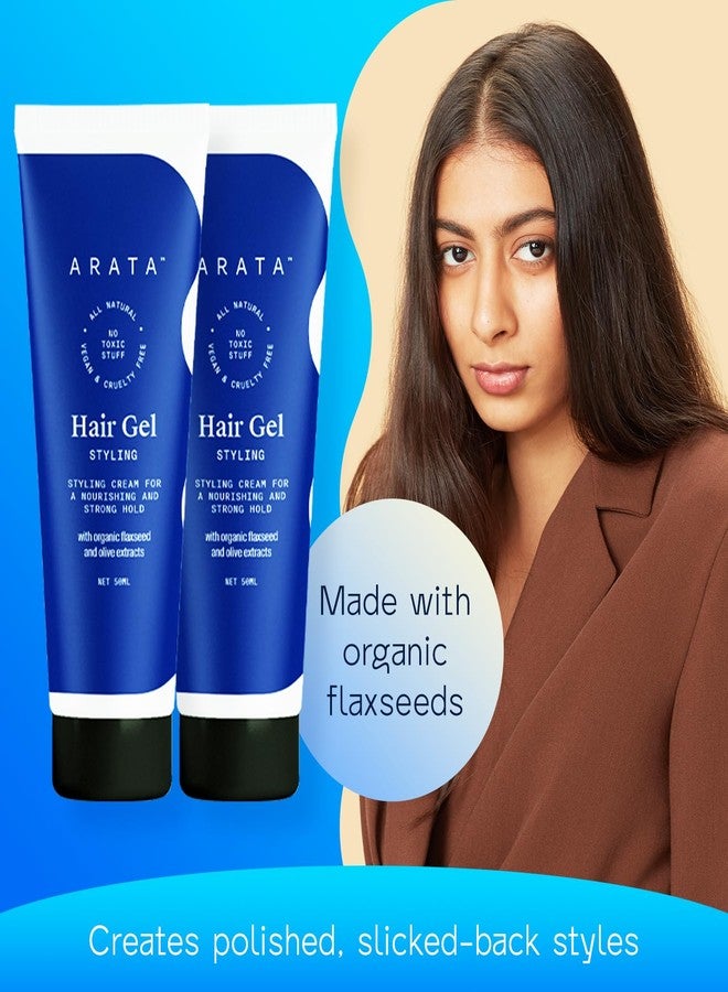 Arata Styling Hair Gel (50 ML) Pack of 2 | Enhances Curl Pattern | Tames Flyaways | Adds Strong Hold | Creates Slicked-Back Looks in Straight Hair | Adds Texture and Control to Short Hair - Image 3