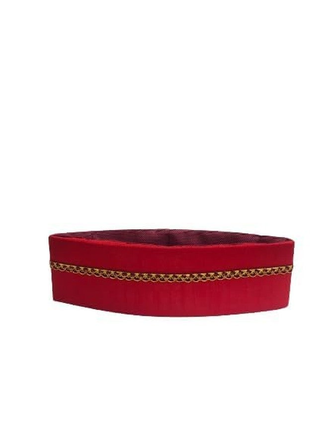 Firstdemand Traditional Men's Red Cotton Topi with Golden Chain Trim Ready to Wear Topi/Cap/Turban for Wedding and Function (Red Free Size -1) - Image 5