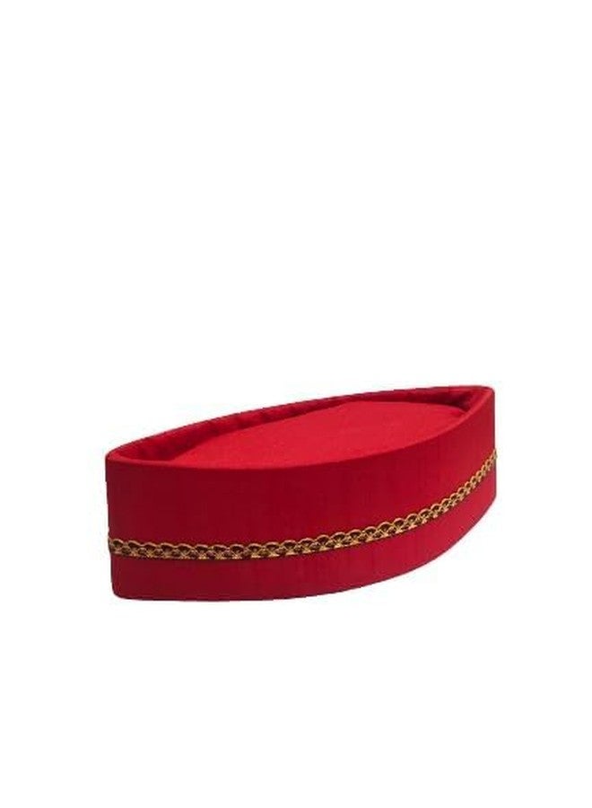Firstdemand Traditional Men's Red Cotton Topi with Golden Chain Trim Ready to Wear Topi/Cap/Turban for Wedding and Function (Red Free Size -1) - Image 4