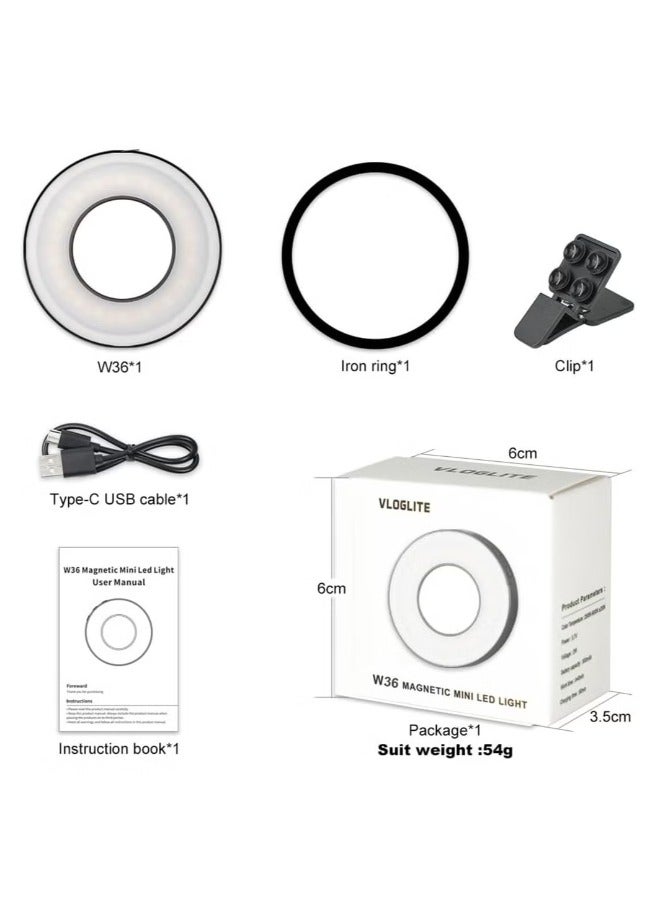 ضوء الجيب المغناطيسي المغناطيسي كليب على الهاتف المحمول صورة شخصية ضوء LED حلقة ملء الضوء - Image 1