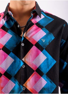 The Indian Garage Co Men Slim Fit Geometric Printed Full Sleeves Cutaway Collar Party Wear Shirt  - Image 5