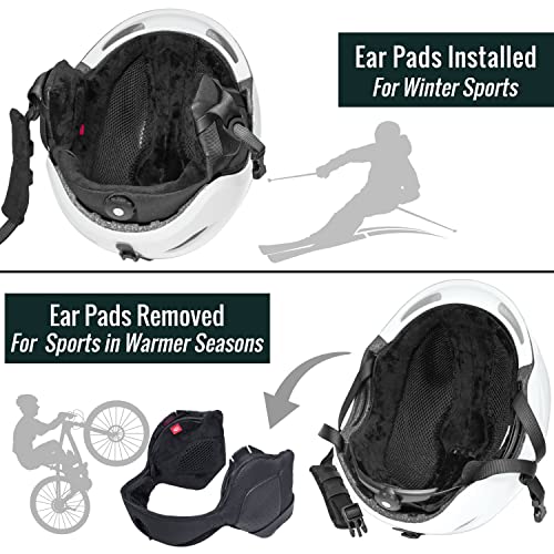 TurboSke Ski Helmet, Snowboard Helmet Snow Sports Helmet, Audio Compatible Helmet for Men, Women and Youth (S, White) - Image 5