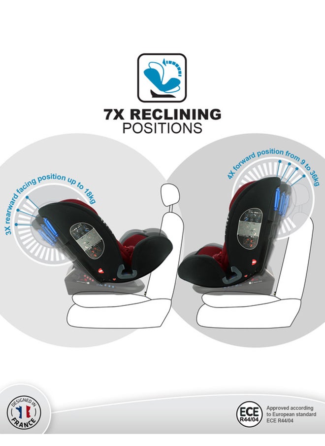 Malta Convertible Infant Carseat For Group 0+/1/2/3, 0 To 12 Years, 0 - 36 Kg, Red And Black