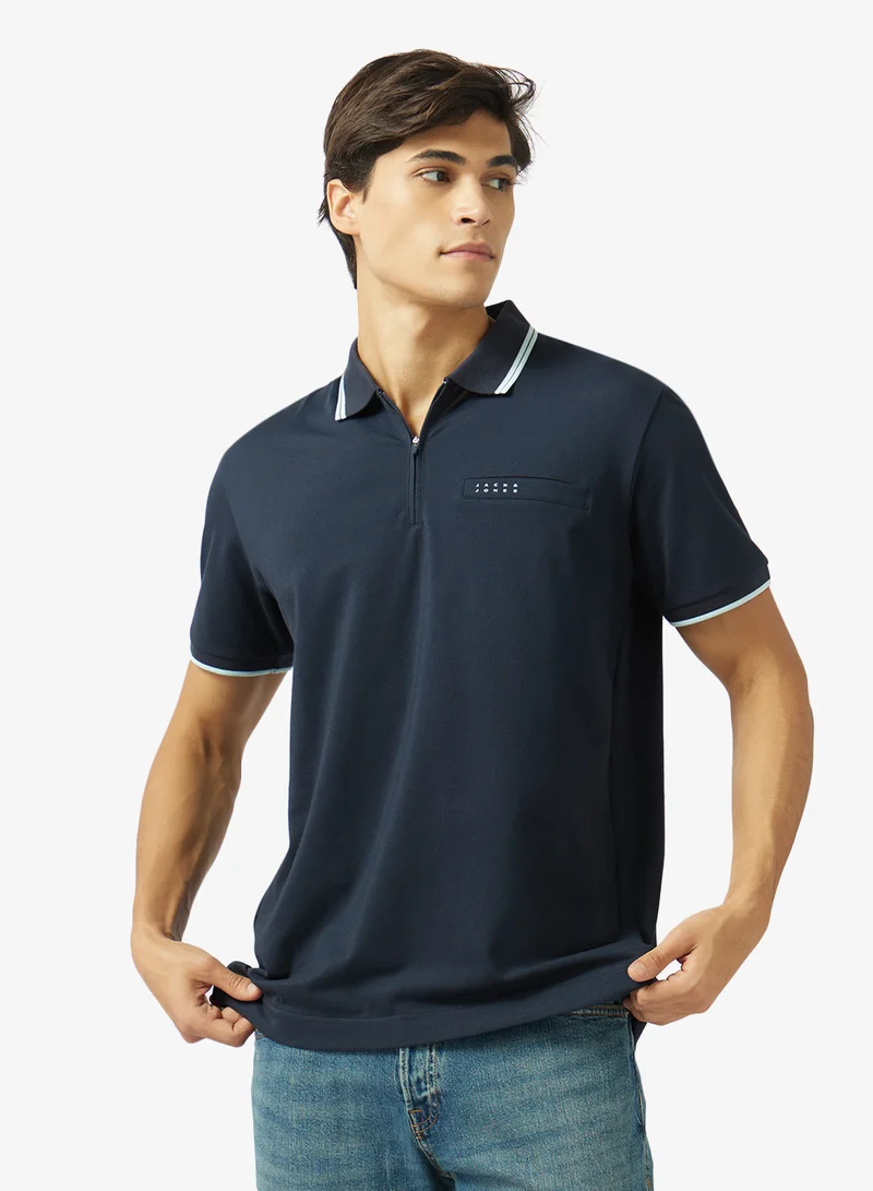 Logo Half Zip Polo