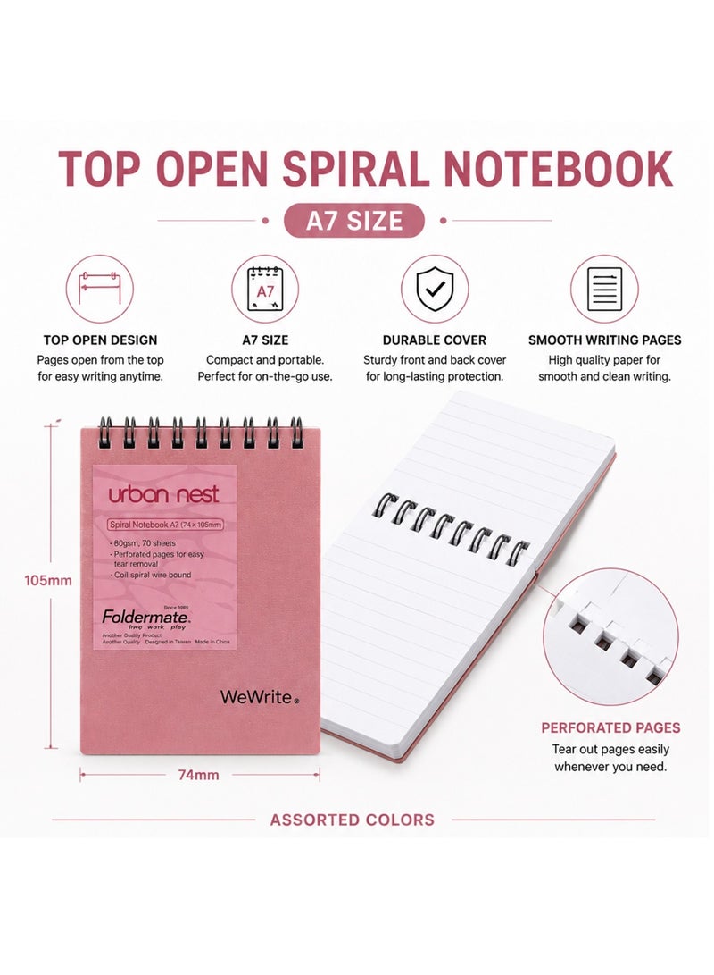 Foldermate 3-Piece A7 Size Spiral Lined Notebook Assorted Colours - Image 2