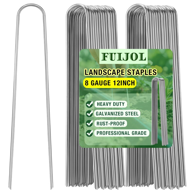 FUIJOL 8 Gauge Landscape Staples FUIJOL 12 Inch 15 25 50 100 Pack Heavy Duty UShaped Landscape Stakes Galvanized Garden Staples for Weed Barrier Stakes Ground Cover Irrigation Tubing Fence 2512 Inch - Image 2