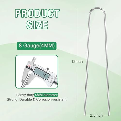 FUIJOL 8 Gauge Landscape Staples FUIJOL 12 Inch 15 25 50 100 Pack Heavy Duty UShaped Landscape Stakes Galvanized Garden Staples for Weed Barrier Stakes Ground Cover Irrigation Tubing Fence 2512 Inch - Image 3