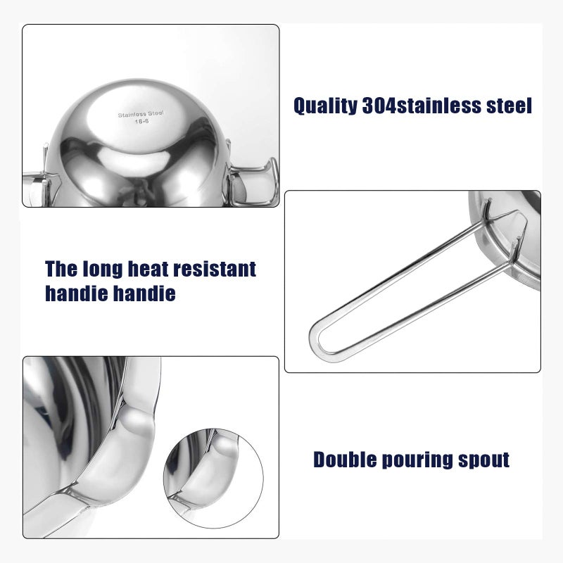 Sysmie 1000ML Double Boiler Pot Set Stainless Steel Melting Pot For Chocolate, Candle and Candy Making (34oz) - Image 3