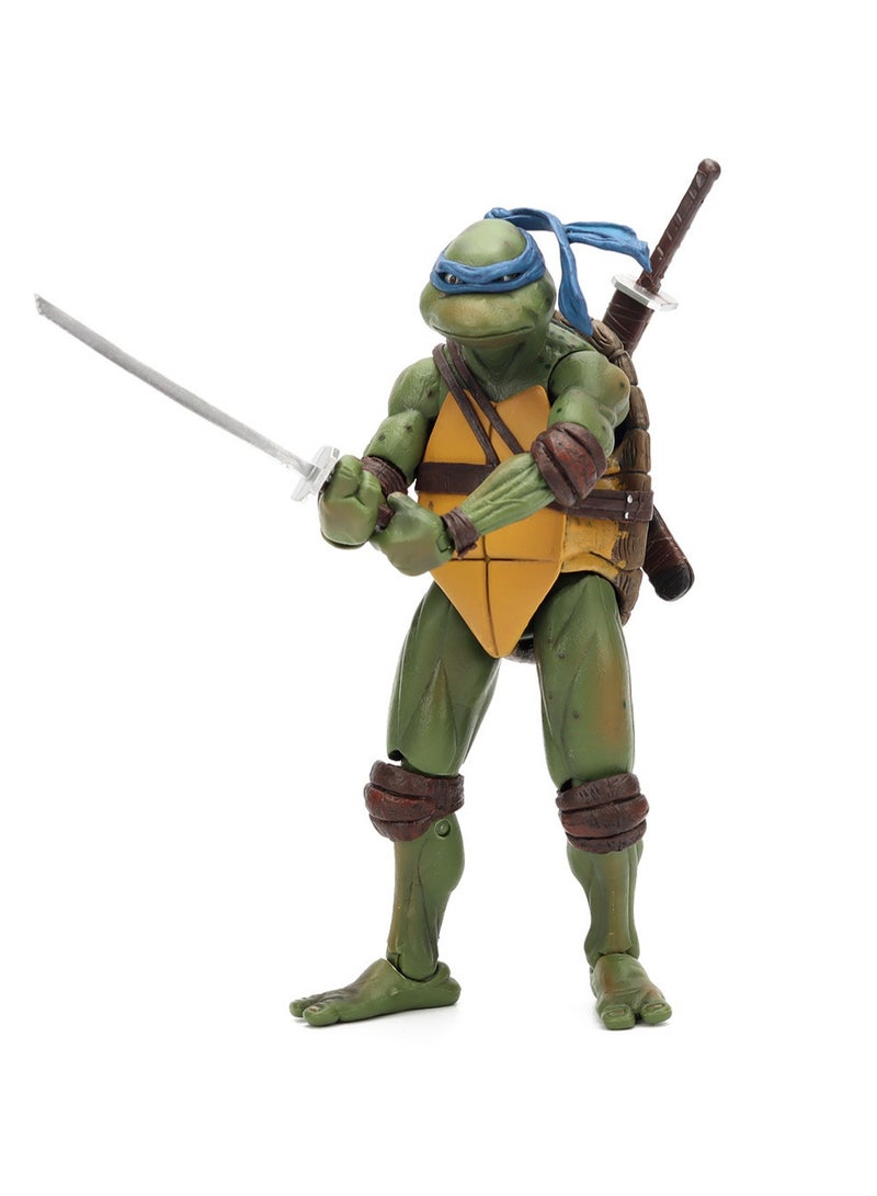 Teenage Mutant Ninja Turtles TMNT 1990 Movie Edition Limited 7-inch Action Figure Model Children's Toy Desktop Ornaments (Turtle Blue) - Image 1