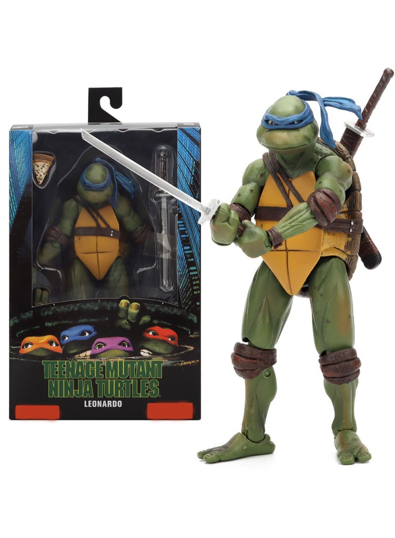 Teenage Mutant Ninja Turtles TMNT 1990 Movie Edition Limited 7-inch Action Figure Model Children's Toy Desktop Ornaments (Turtle Blue) - Image 2