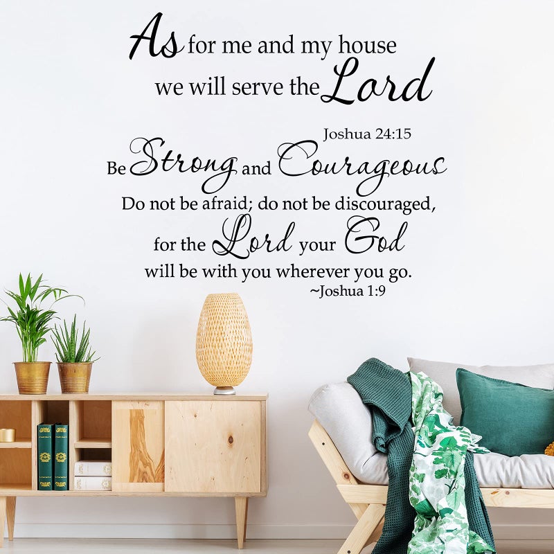 Zonon 2 Sheets Bible Verse Wall Decals Scripture Bible Quote Wall Decal As for Me and My House We Will Serve The Lord Inspirational Verses Stickers