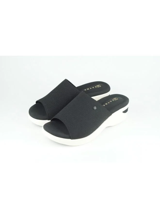 Zayna 221-353 Zayna Women's Knit Wedge Slide 24ABT545 Black
