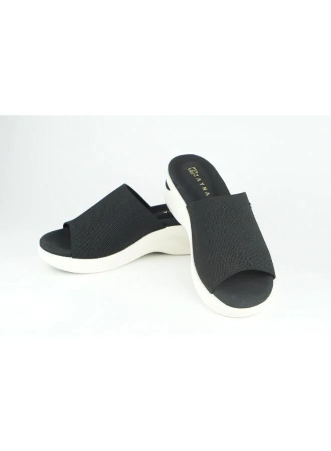 Zayna Black 221-353 Zayna Women's Knit Wedge Slide 24ABT545 Black for Women | Best Price UAE