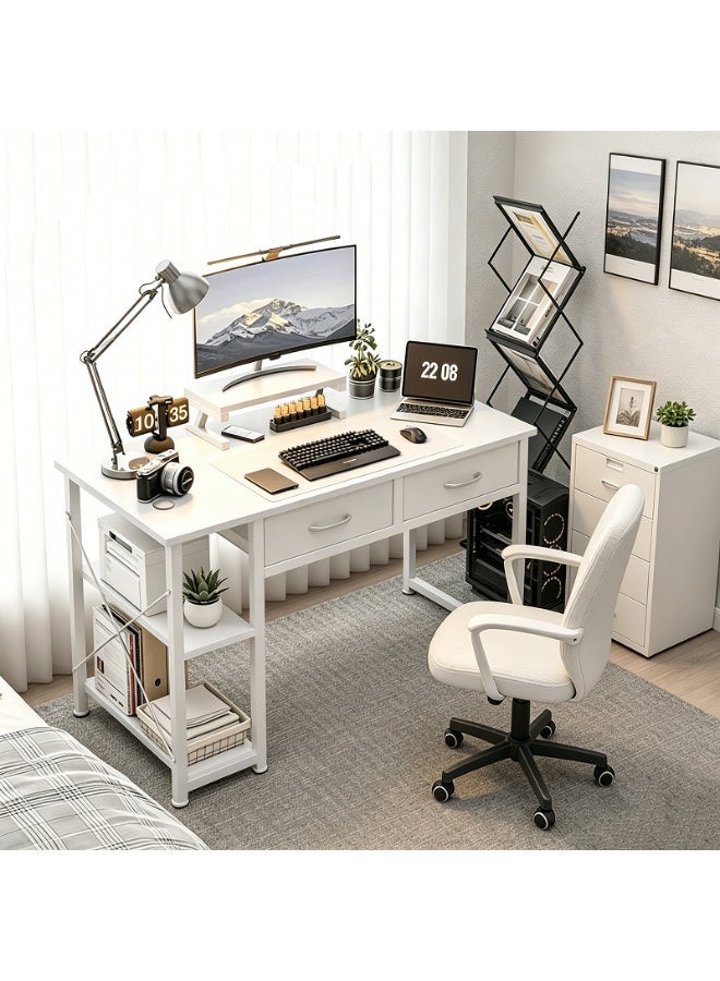 NEWLAN Office Desk Computer Desk Study Desk Writing Table Gaming Desk with 2 Fabric Drawers, Modern Study Table with Storage, Easy to assemble 120 x 75 x 53 cm - Image 1
