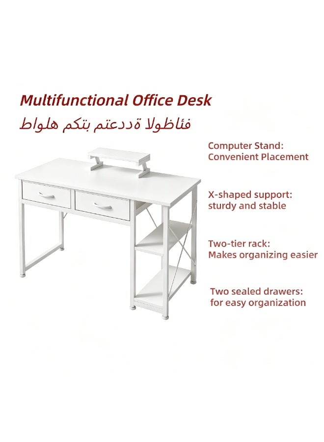 NEWLAN Office Desk Computer Desk Study Desk Writing Table Gaming Desk with 2 Fabric Drawers, Modern Study Table with Storage, Easy to assemble 120 x 75 x 53 cm - Image 5