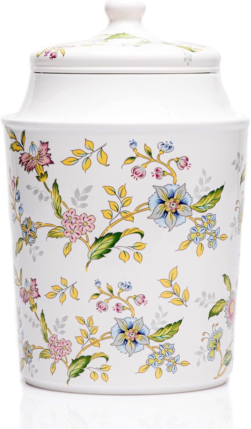 25DOL 60 Ounce Kitchen Ceramic Canister with Lid - Large Air Tight Coffee Grounds Container with Elegant Floral Pattern - Great Airtight Flour Jar, Tea Canister & Cute Cookie Jar - Image 1