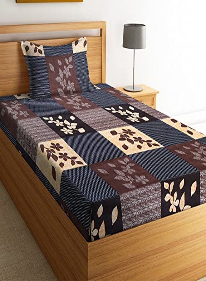 La' Amour 160 Gsm Single Bedsheet With 1 Pillow Cover - 144 TC Supersoft Microfiber - Breathable & Wrinkle Free - 2 Pcs Set | Brown & Coffee - Image 1