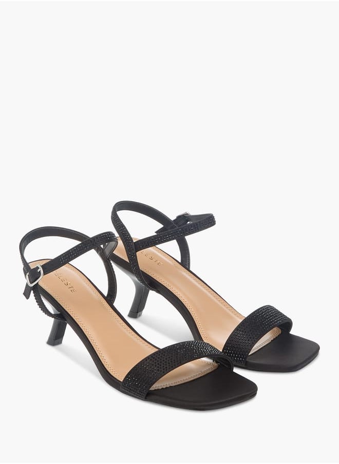 Celeste Women's Embellished Sandals with Kitten Heels and Buckle Closure Ramadan Collection  - Image 1
