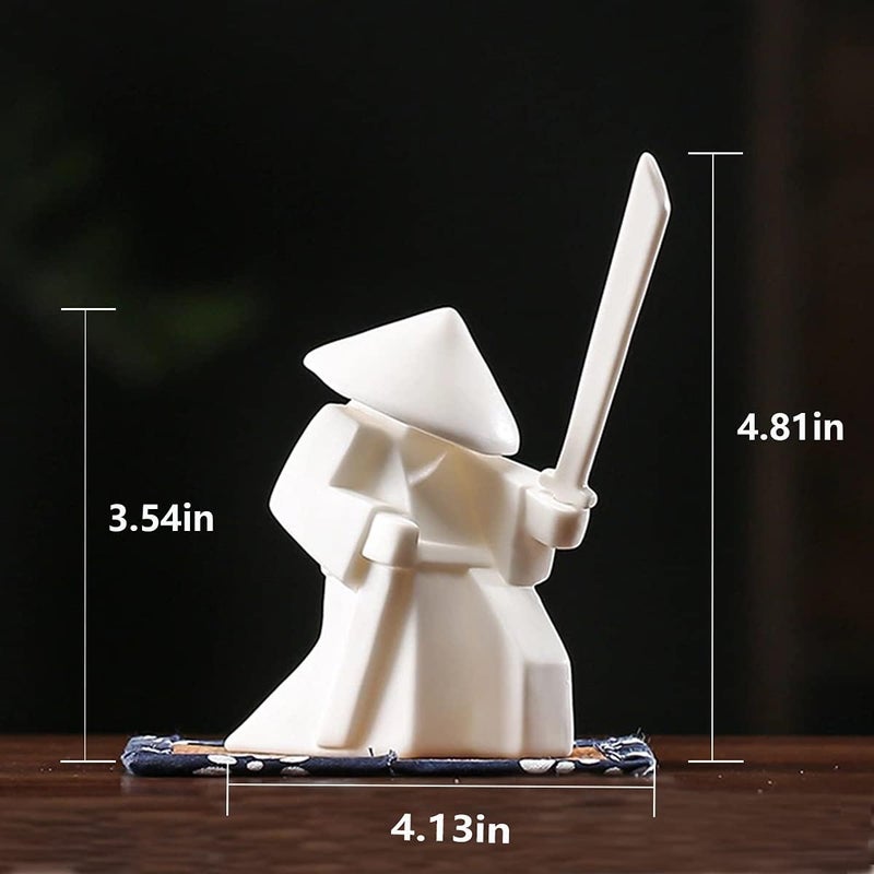 LYART Tea Pet Warrior Statue Figurine Tea Ornament Accessories Cute Kung Fu Tea Decoration Gift for Tearoom Home Office Children's Day Gift for Tea Lover (White1 and White2) - Image 2
