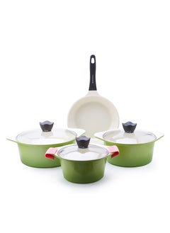 7-Piece Stainless Steel  Korean Ceramic Cookware Set Green