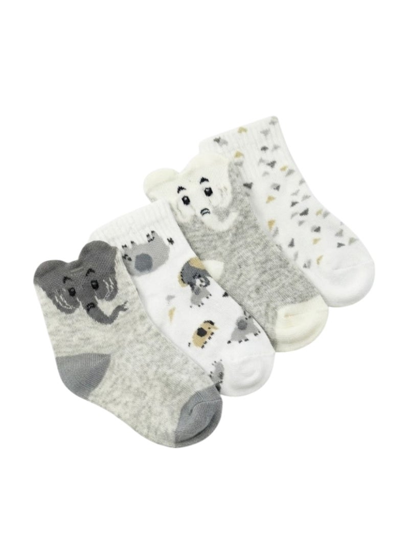 victor and jane Monochrome Baby character socks 4 pack - Image 1
