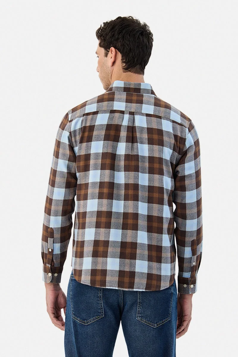 Snitch Brown Regular Fit Checks Shirt for Men | Best Price UAE
