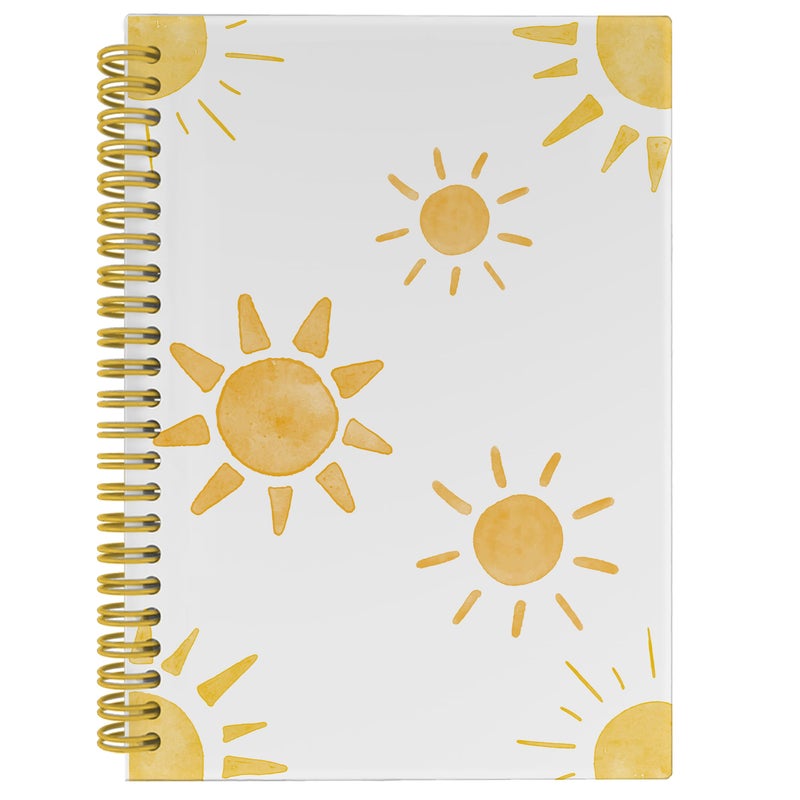 BESERH Boho Yellow Sun Sunshine Notebook Journal, Sunshine Gifts for Women, Cute Notebooks for Office, Notebooks for Work Note Taking, Spiral Notebook 5.5x8.3 with 164 Pages - Image 1