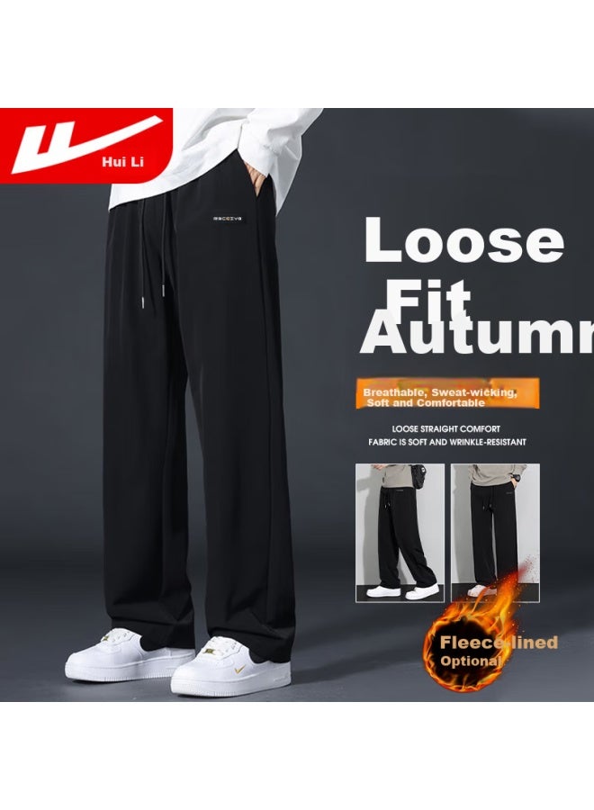 Warrior Casual Pants Men's Autumn Loose Wide Leg Pants Men's Sports All-match Straight Tube Men's Trousers Black M