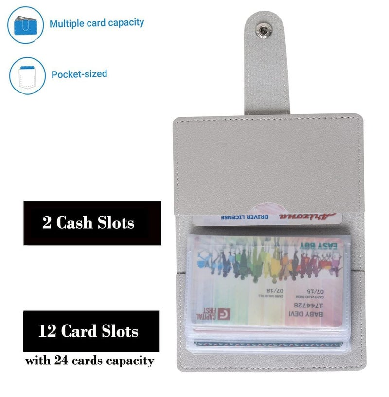 encELade 26 Slot Grey PU PVC Credit/Debit/ATM Business Men/Women Card Holder - Image 3