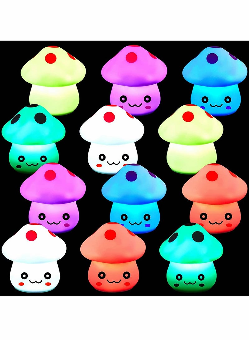 SOLARAE LED Mushroom Night Light, Cute Glowing Color Changing Flashing Night Light Decoration, Mini Night Light Suitable for Room Bedroom Children's Room Desk Birthday Party Decoration (12pcs) - Image 1